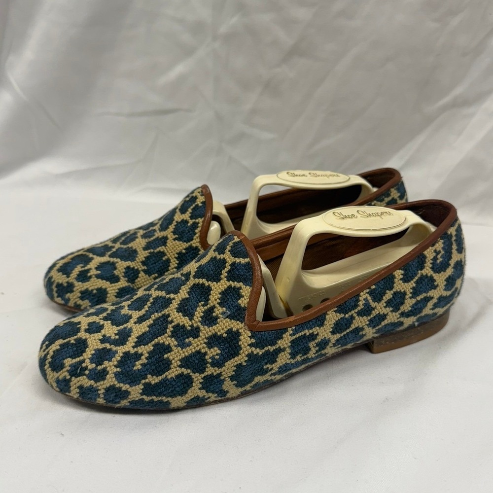 Zalo Vintage Women's Sz 6 Needlepoint Cheetah Print Flat Loafers